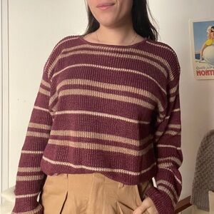 Vintage knit striped sweater Henry Grethel purple and tan size medium